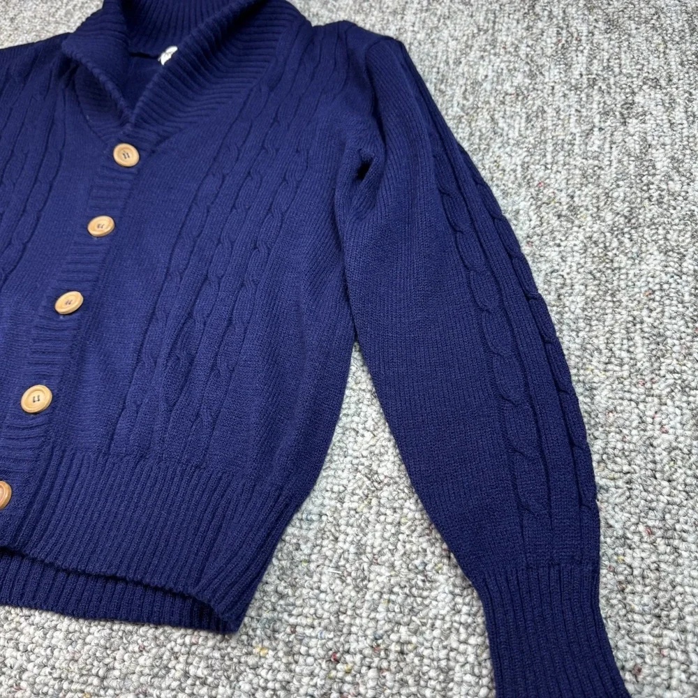 Vintage McGregor Sweater Mens Medium Knit Cardigan 80s 90s Grandpa Preppy Blue